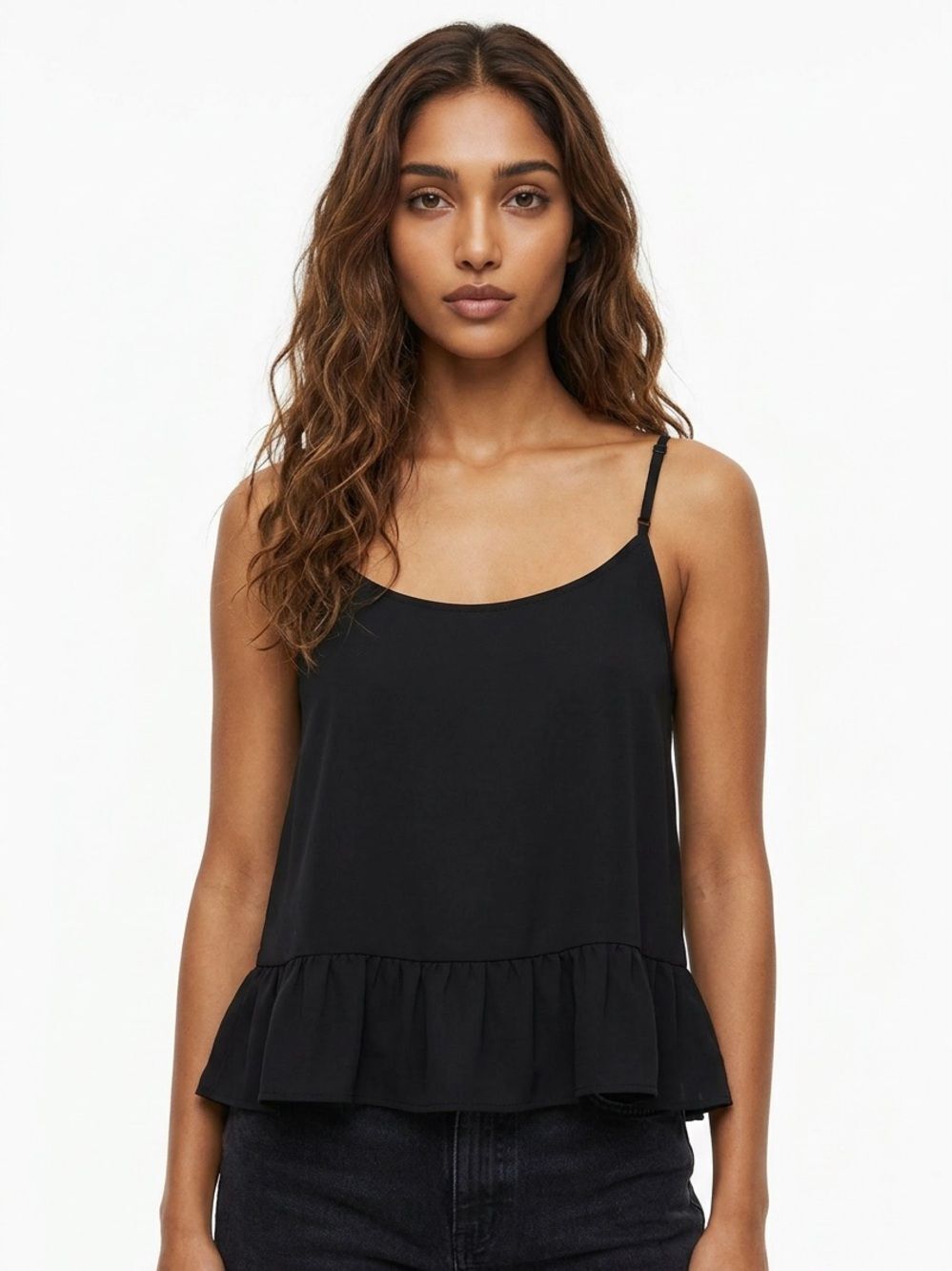 PIXI + IVY | Peplum Ruffle Bottom Tank Top Women’s Size Large